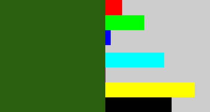 Hex color #2a5f0e - navy green