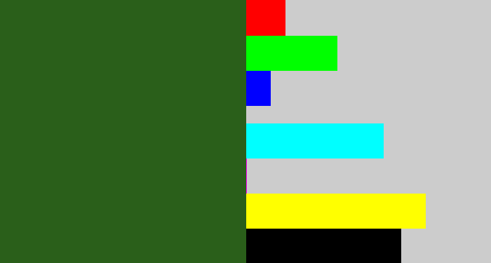 Hex color #2a5f1a - navy green