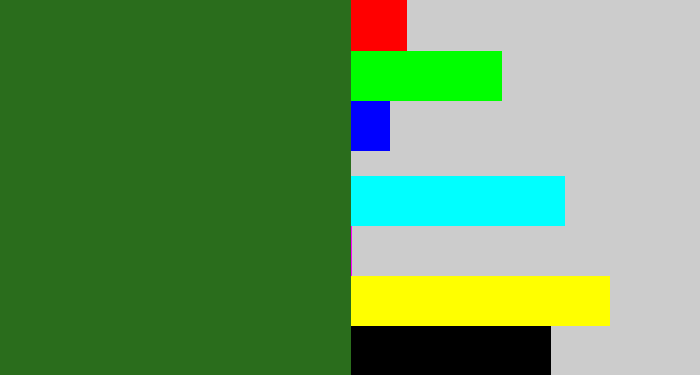 Hex color #2a6d1c - tree green