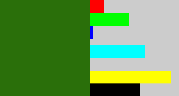 Hex color #2a6f0a - tree green