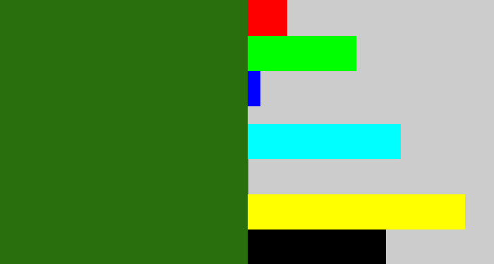 Hex color #2a6f0d - tree green