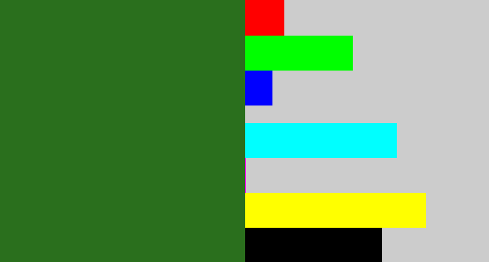 Hex color #2a6f1d - tree green