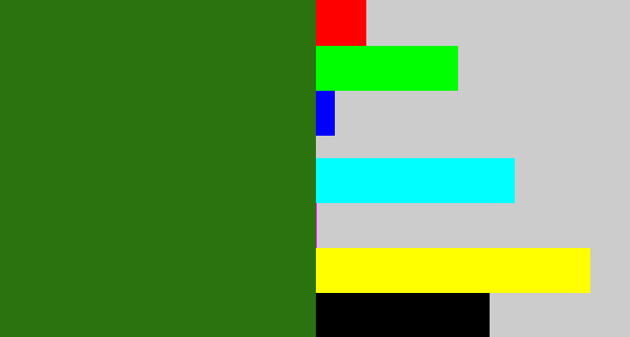 Hex color #2a730f - tree green