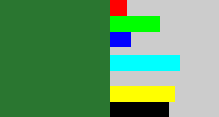 Hex color #2a7630 - darkish green