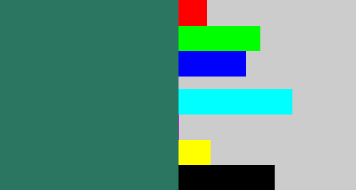 Hex color #2a7661 - dark green blue