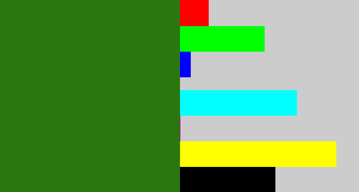 Hex color #2a7710 - tree green