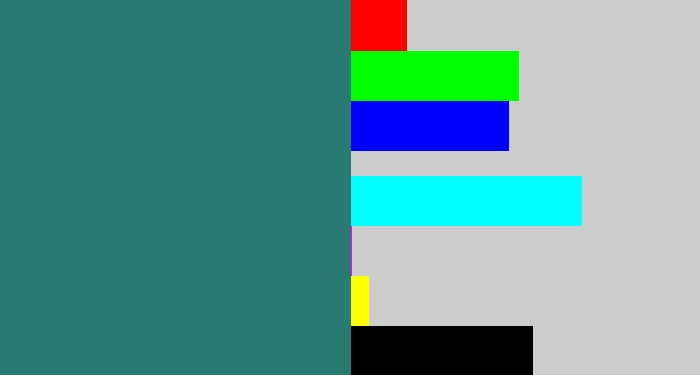 Hex color #2a7a74 - blue green