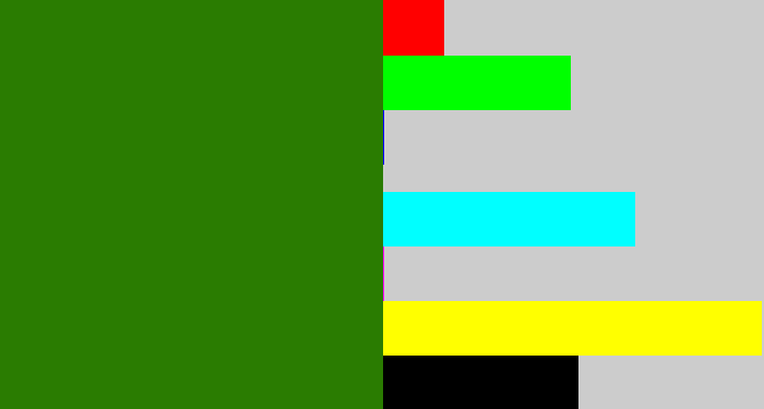 Hex color #2a7c01 - dark grass green