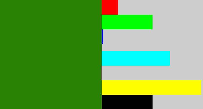 Hex color #2a8002 - dark grass green