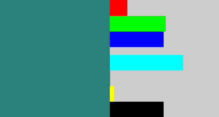 Hex color #2a817c - blue green