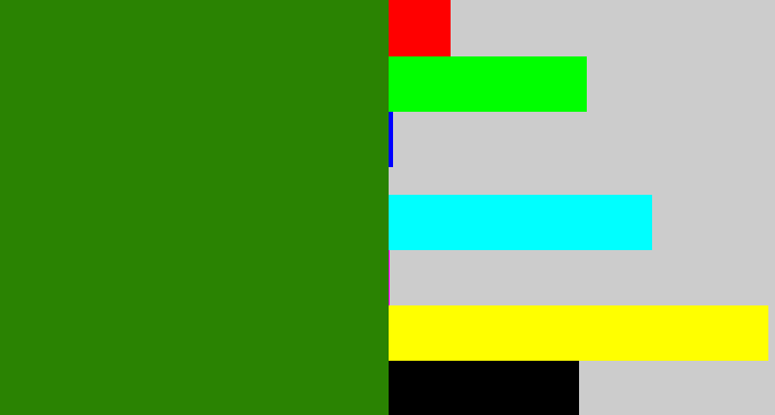 Hex color #2a8302 - dark grass green