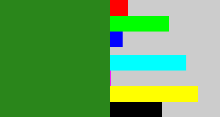Hex color #2a861b - tree green
