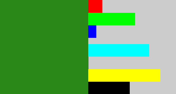 Hex color #2a8818 - tree green