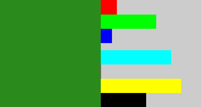 Hex color #2a8b1c - tree green