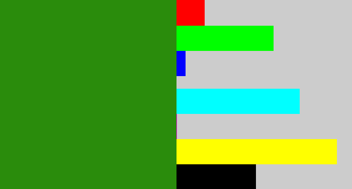 Hex color #2a8c0c - tree green