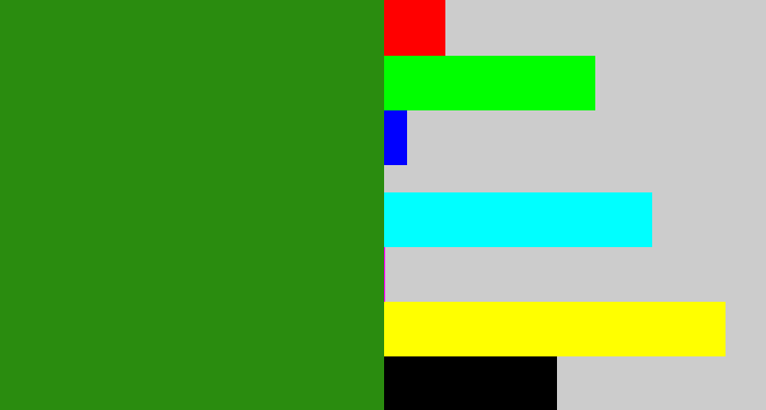 Hex color #2a8c0f - tree green