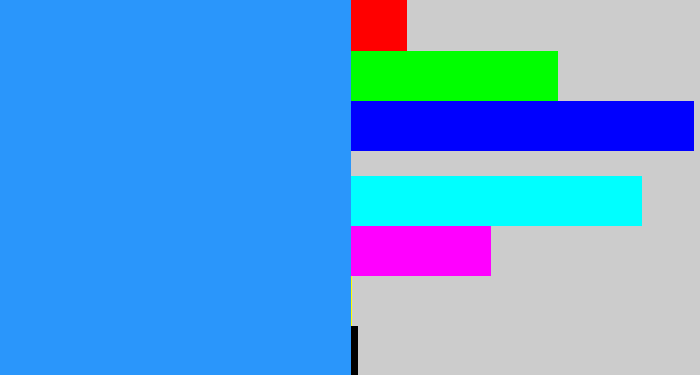 Hex color #2a96fb - dodger blue