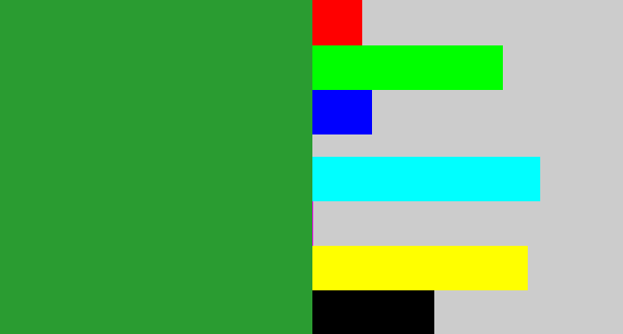 Hex color #2a9c31 - medium green