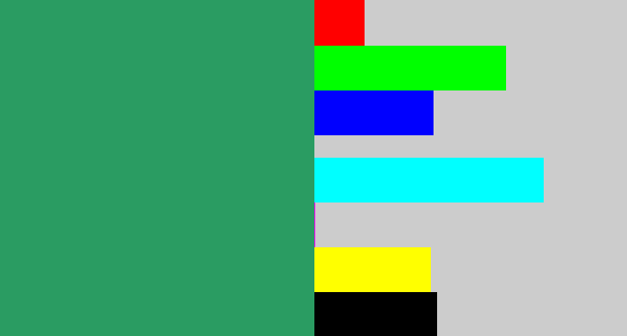 Hex color #2a9c62 - teal green