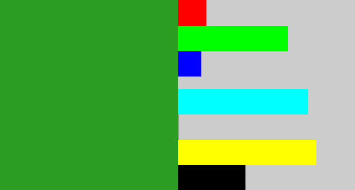 Hex color #2a9d22 - green