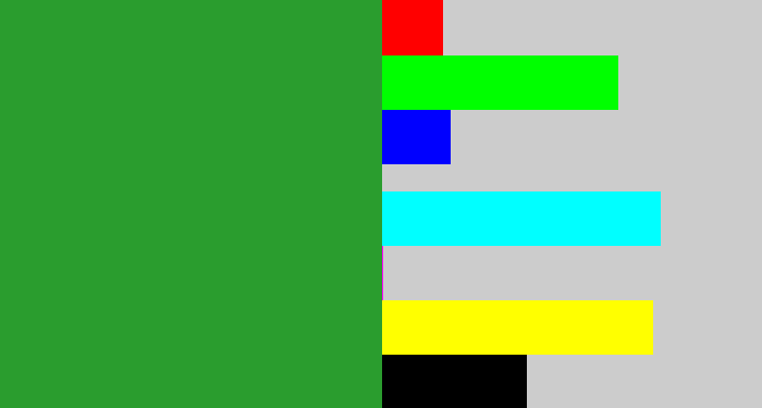 Hex color #2a9d2e - medium green