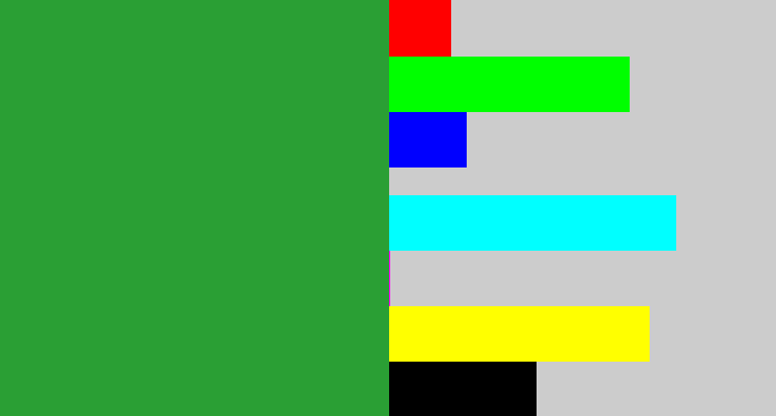 Hex color #2a9f34 - medium green