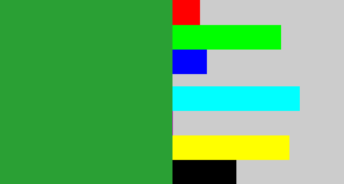 Hex color #2aa034 - medium green