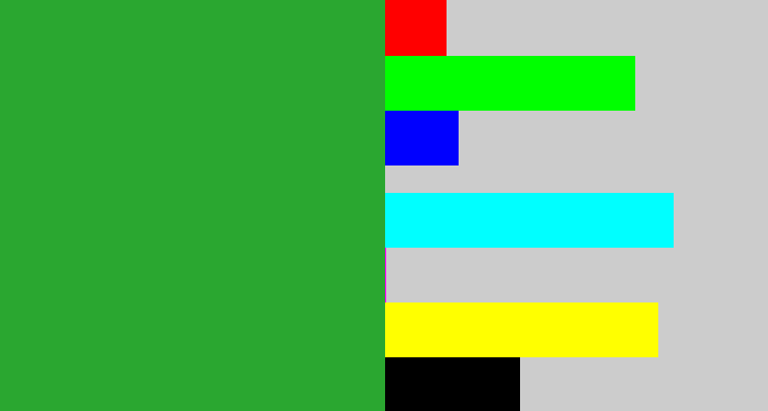Hex color #2aa730 - medium green