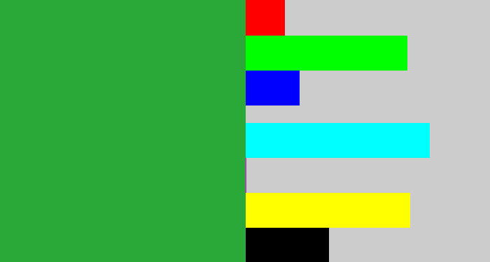 Hex color #2aa938 - medium green