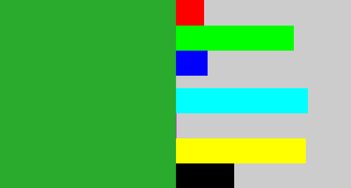 Hex color #2aab2d - green