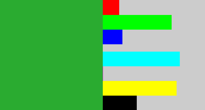 Hex color #2aab30 - medium green
