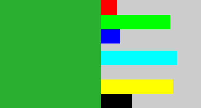 Hex color #2ab031 - medium green