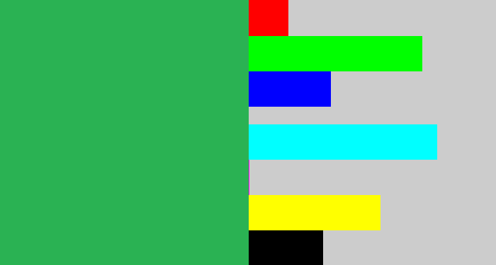 Hex color #2ab253 - medium green