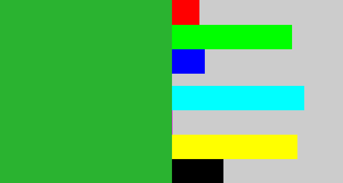 Hex color #2ab330 - medium green