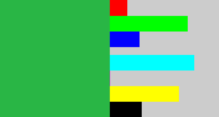 Hex color #2ab644 - medium green