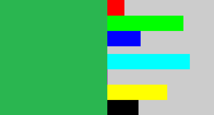 Hex color #2ab650 - medium green