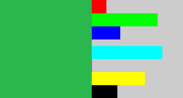 Hex color #2ab84e - medium green