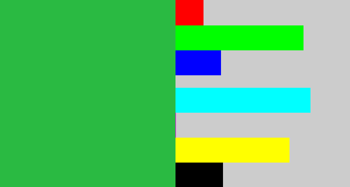 Hex color #2aba42 - medium green