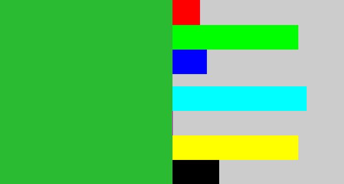 Hex color #2abb32 - medium green