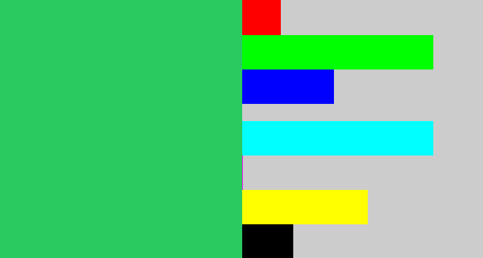 Hex color #2aca61 - algae green