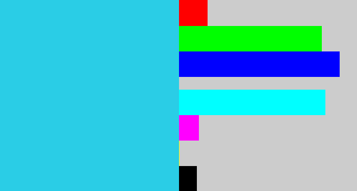 Hex color #2acde6 - aqua blue