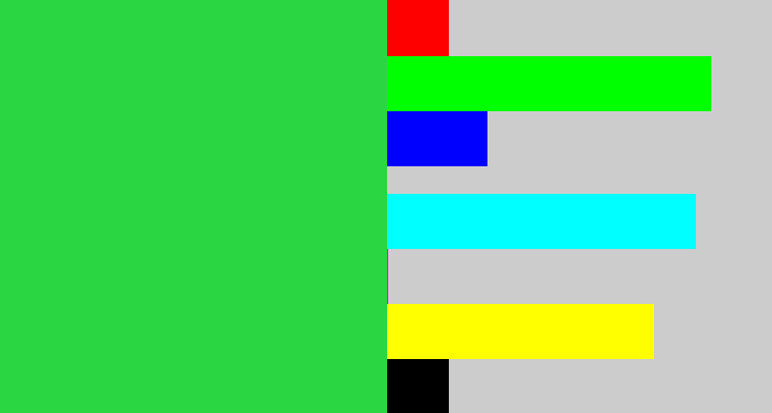 Hex color #2ad642 - bright light green