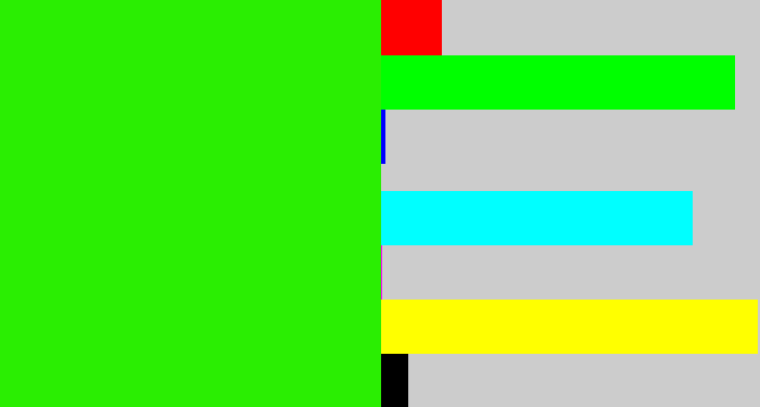 Hex color #2aee02 - vivid green