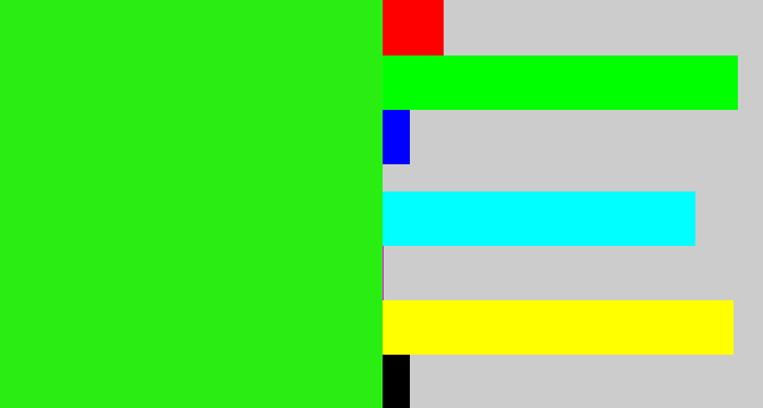 Hex color #2aee12 - vivid green