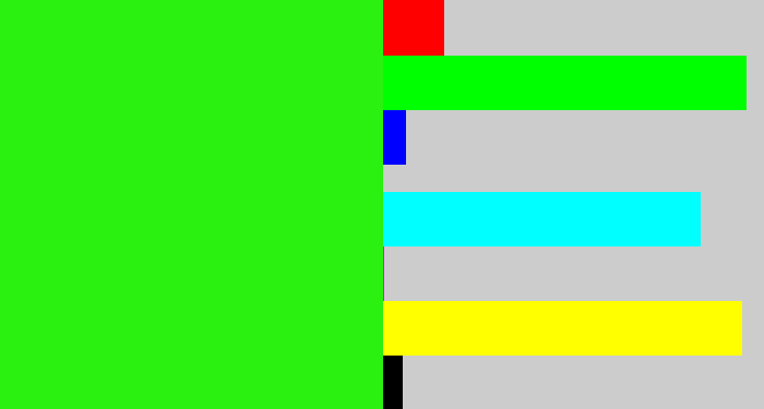 Hex color #2af10f - vivid green