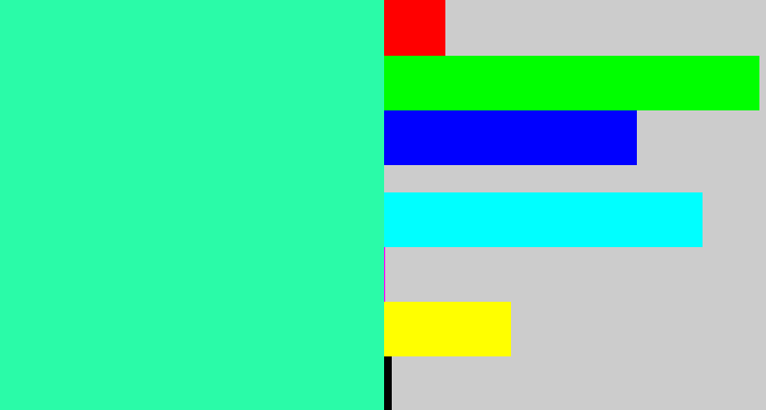 Hex color #2afba8 - greenish cyan