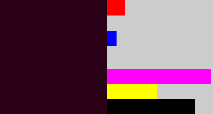 Hex color #2b0117 - dark maroon