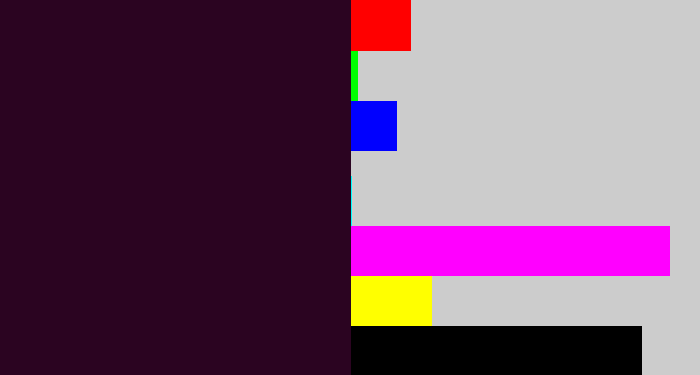 Hex color #2b0421 - very dark purple