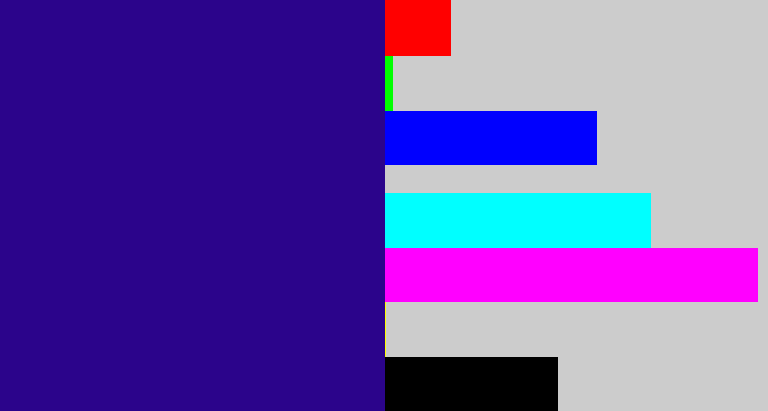 Hex color #2b048b - indigo