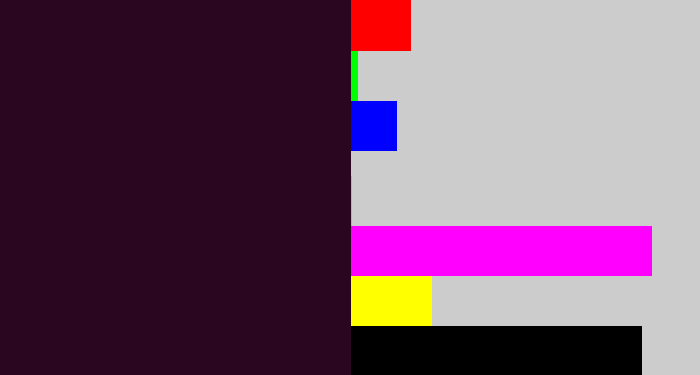 Hex color #2b0621 - very dark purple